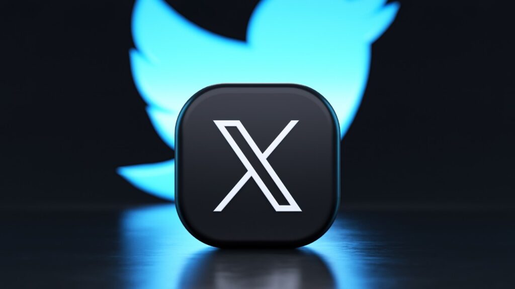 AI logo icon with the Twitter logo in the background, representing social media branding and digital communication, emphasizing social media marketing, online presence, and brand management.